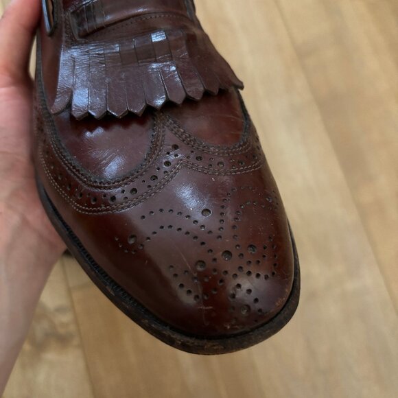 Vintage Dack’s Kangaroo Leather Kilted Wingtip Loafers Size 8.5D - Picture 9 of 10